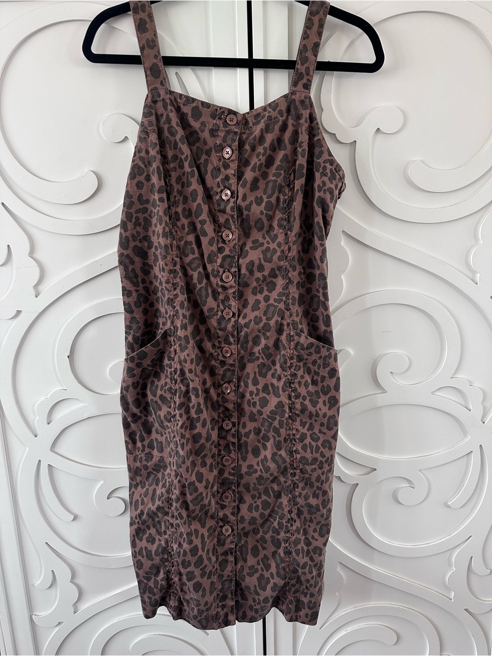 Level 99 Brown Leopard Print Button-Front Dress
